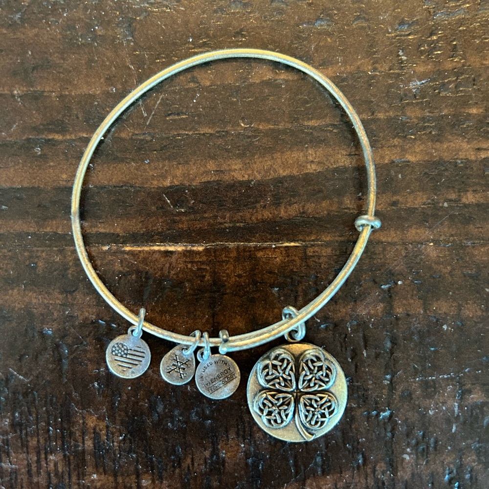 ALEX AND ANI Four Lear Clover Charm Bangle